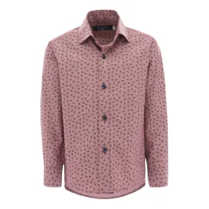 Red Dandelion Print Dress Shirt
