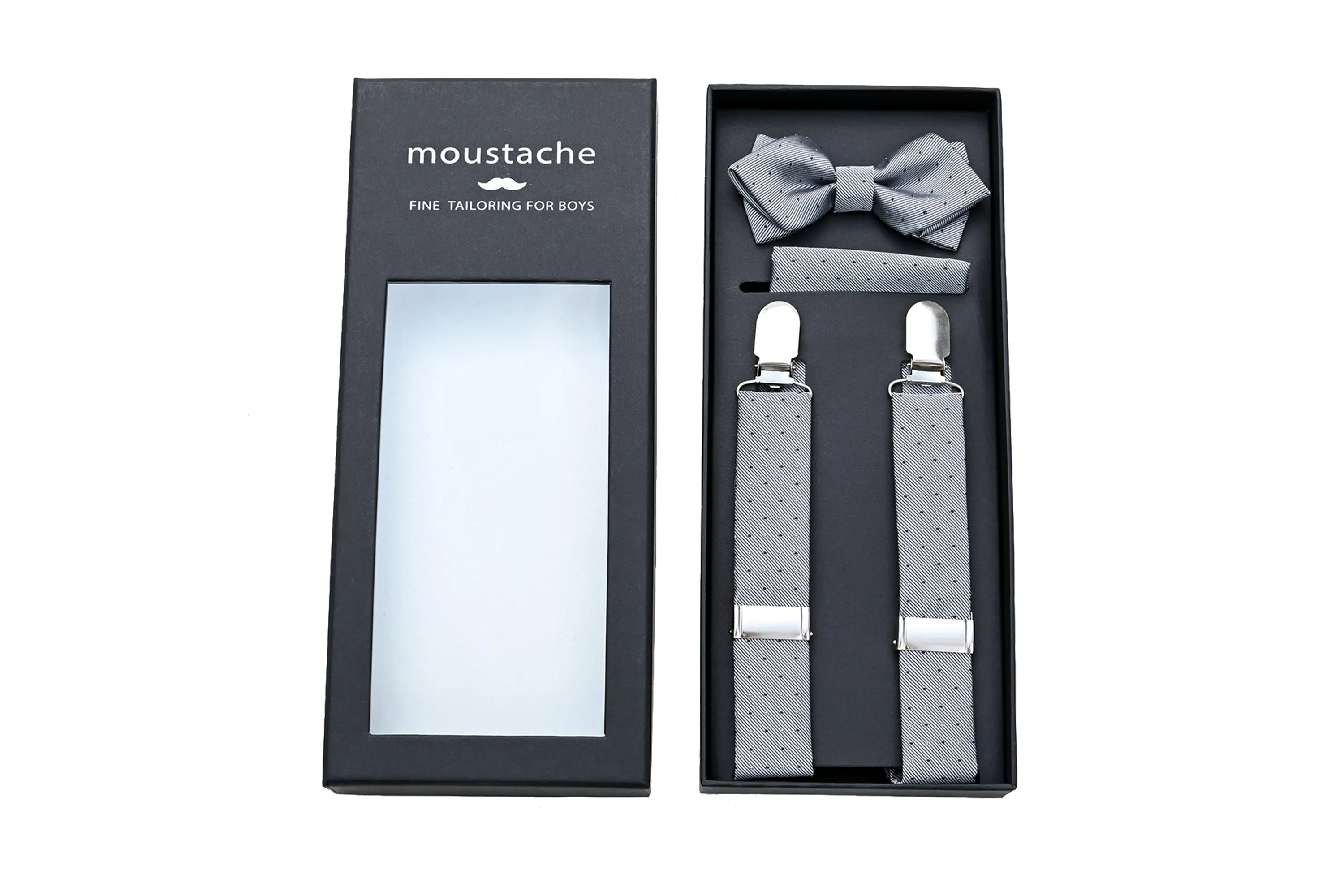 Silver Dotted Suspenders Set