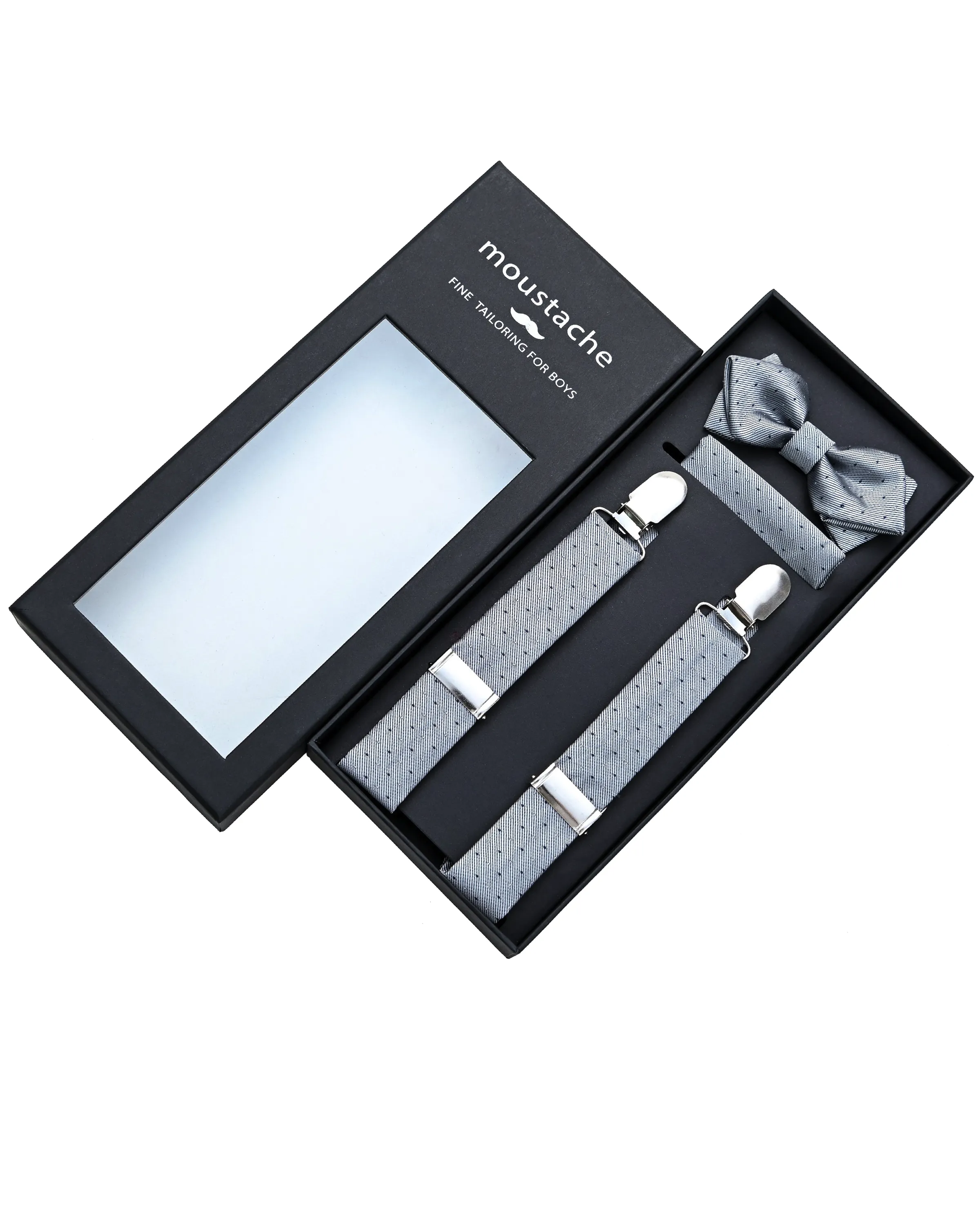 Silver Dotted Suspenders Set