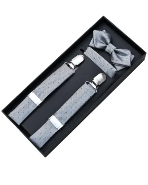 Silver Dotted Suspenders Set