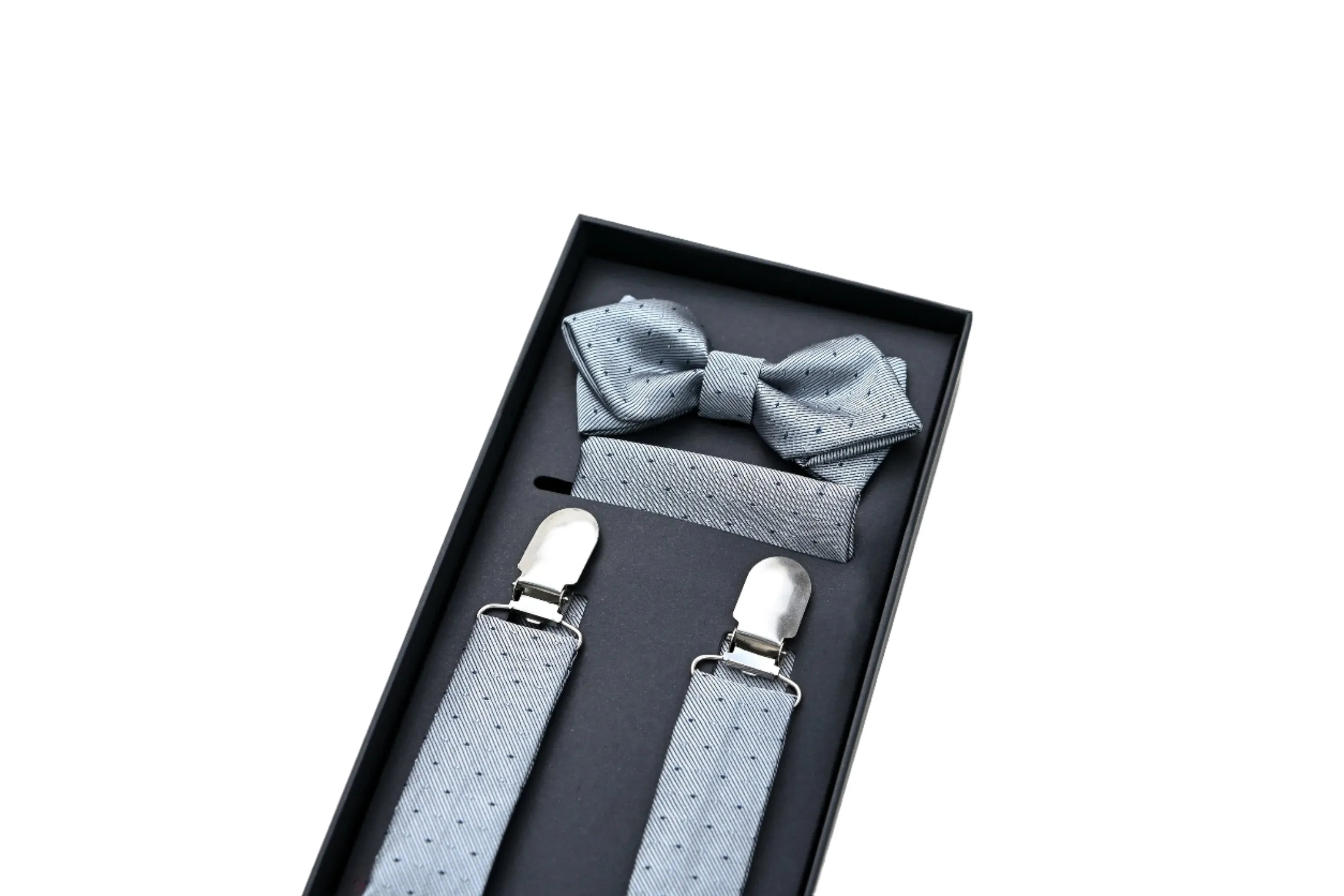 Silver Dotted Suspenders Set