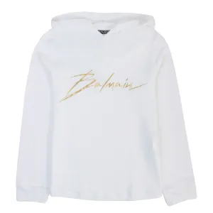 White & Gold Logo Hoodie