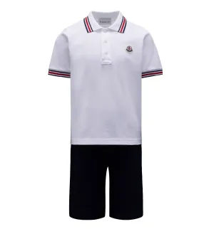 White & Navy Logo Polo Outfit