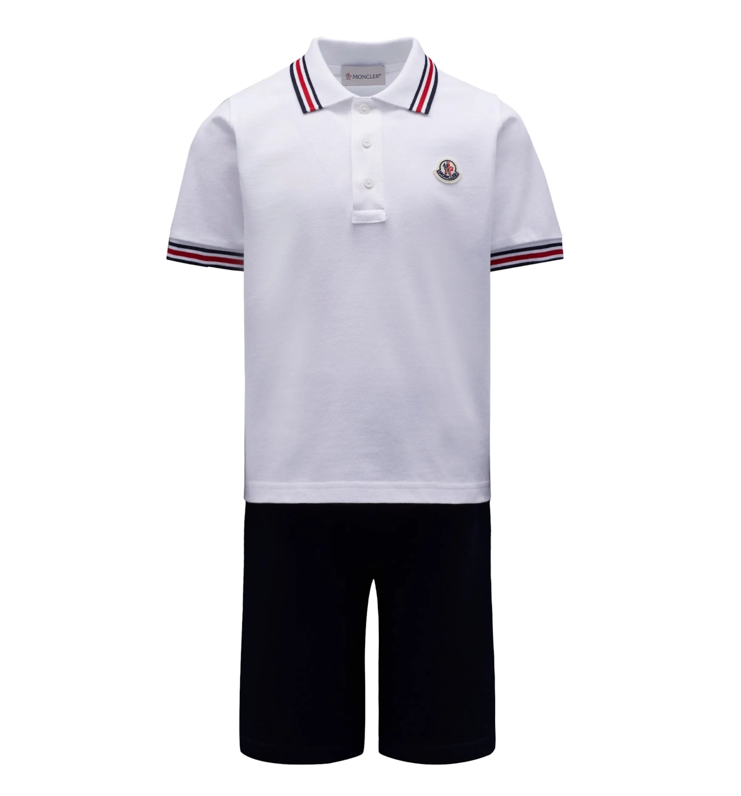 White & Navy Logo Polo Outfit