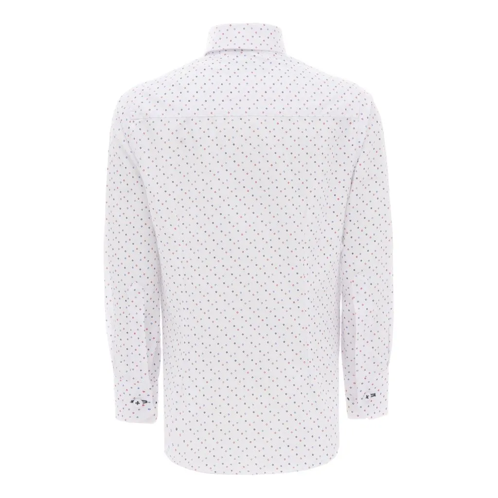 White Circle Print Dress Shirt