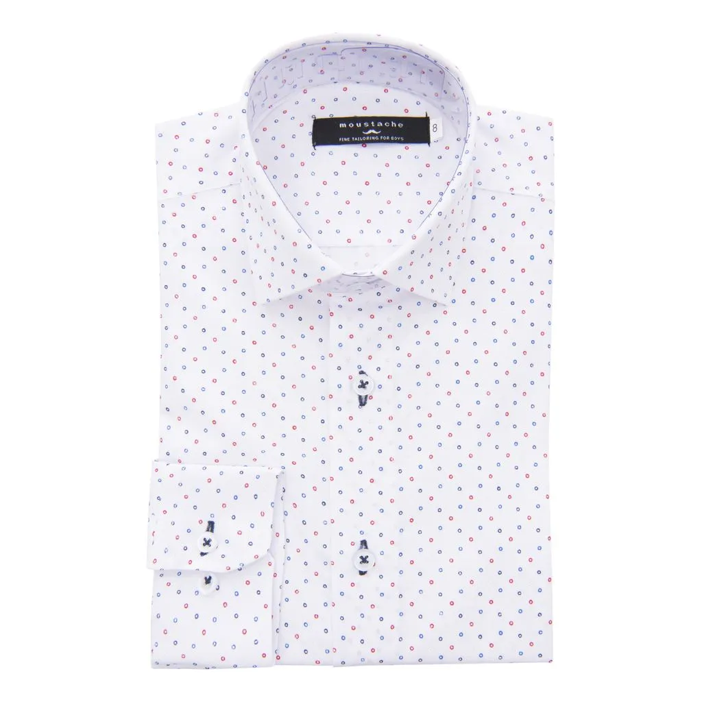 White Circle Print Dress Shirt