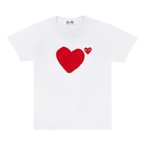 White Heart Print Front/Back T-Shirt