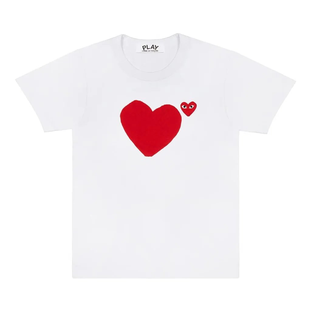 White Heart Print Front/Back T-Shirt