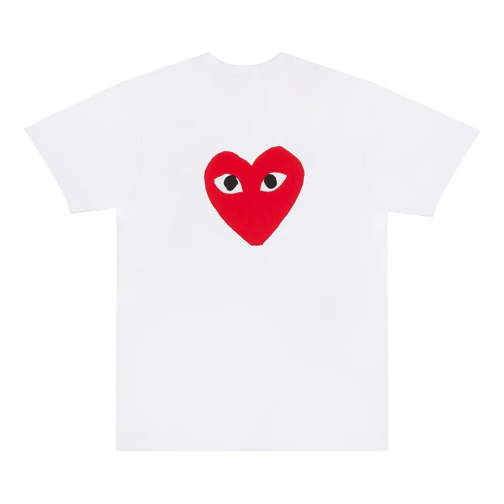 White Heart Print Front/Back T-Shirt