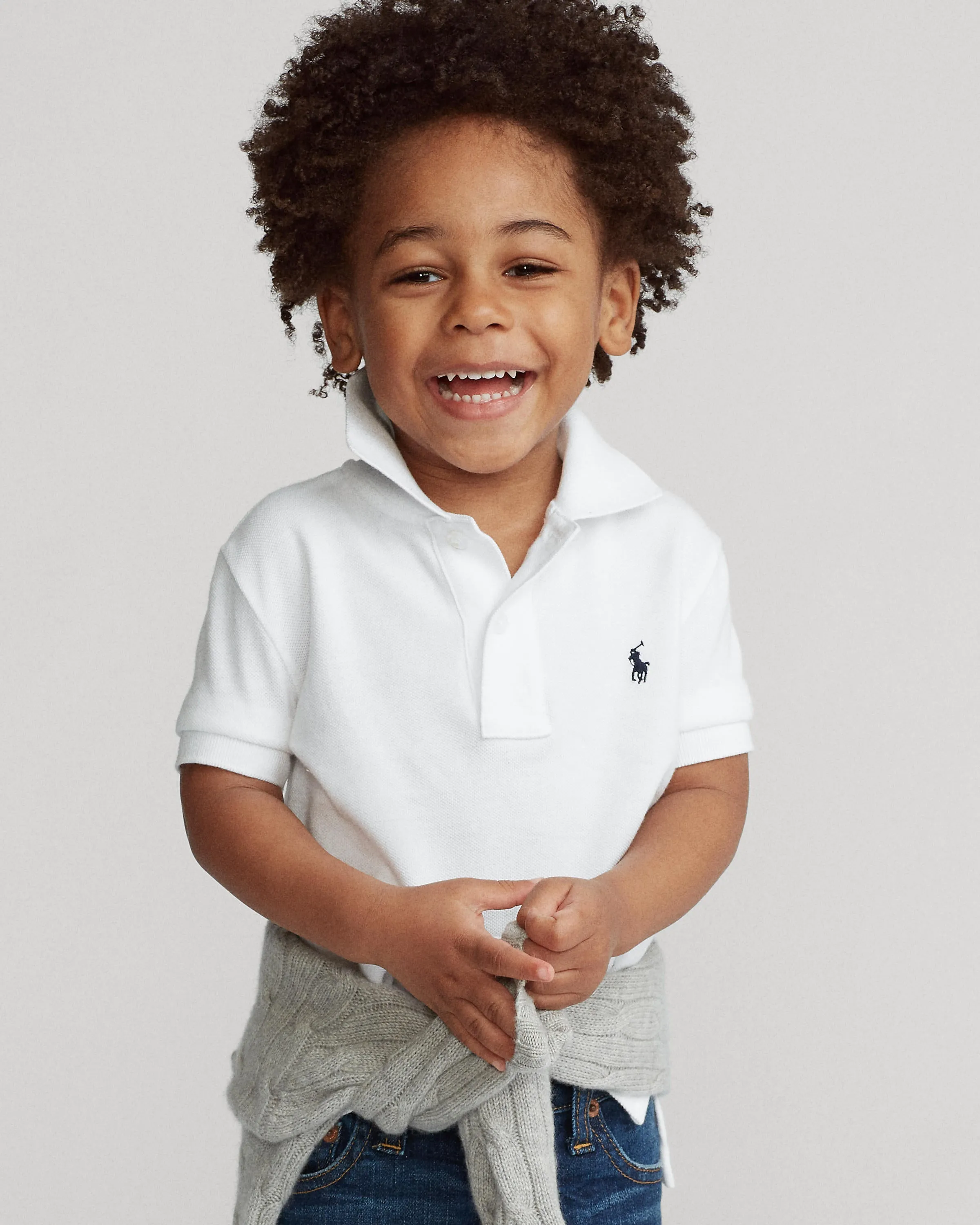 White Logo Polo