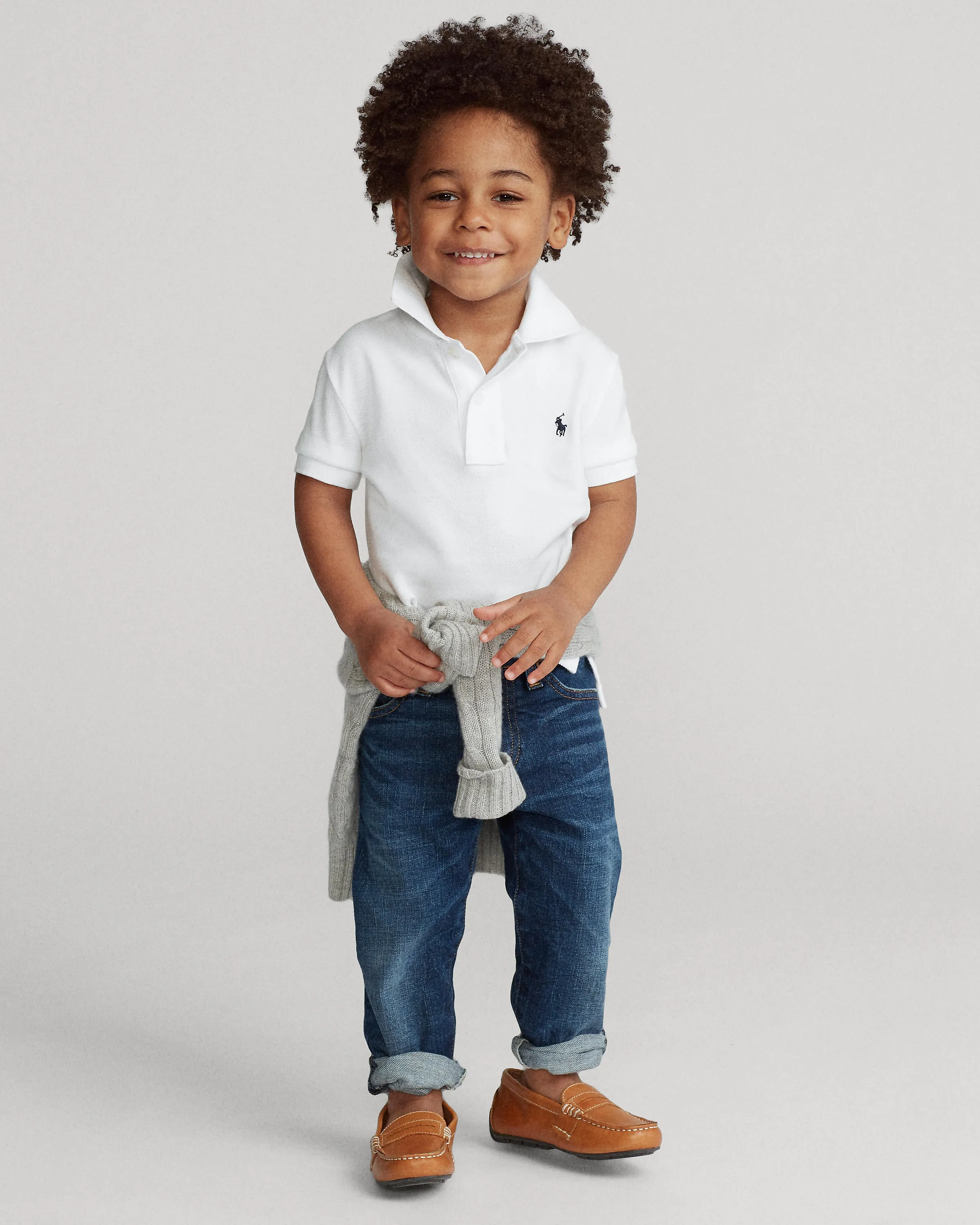 White Logo Polo