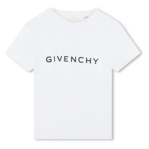 White Logo Print Cotton T-Shirt