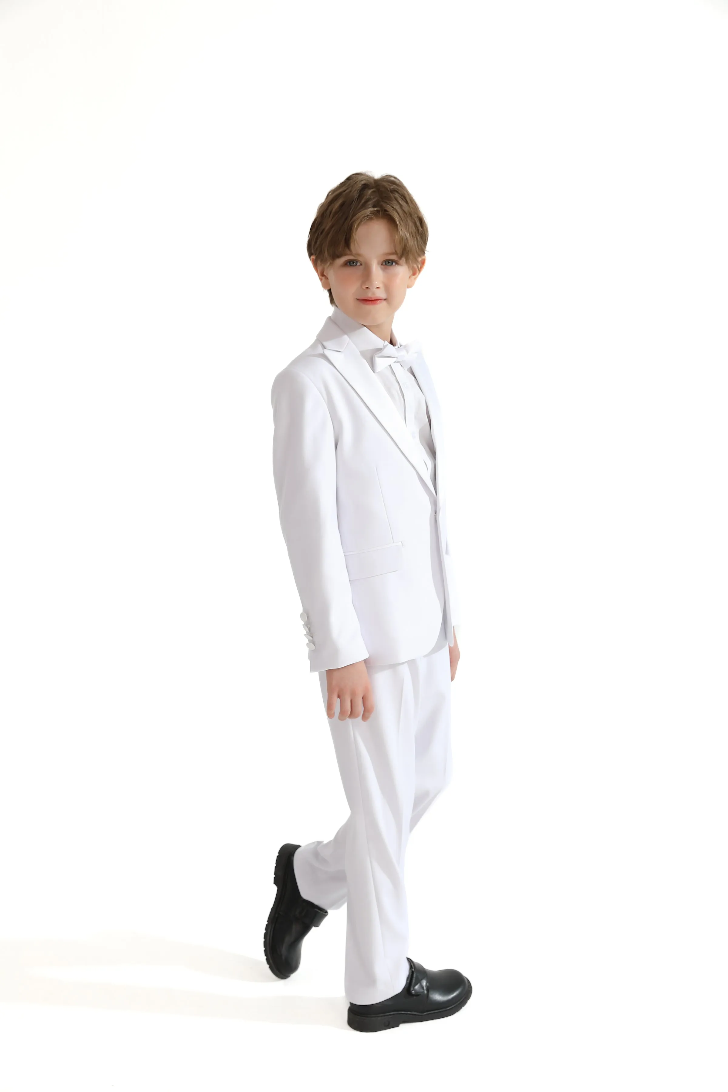 White Peak Lapel Trim Wool Suit