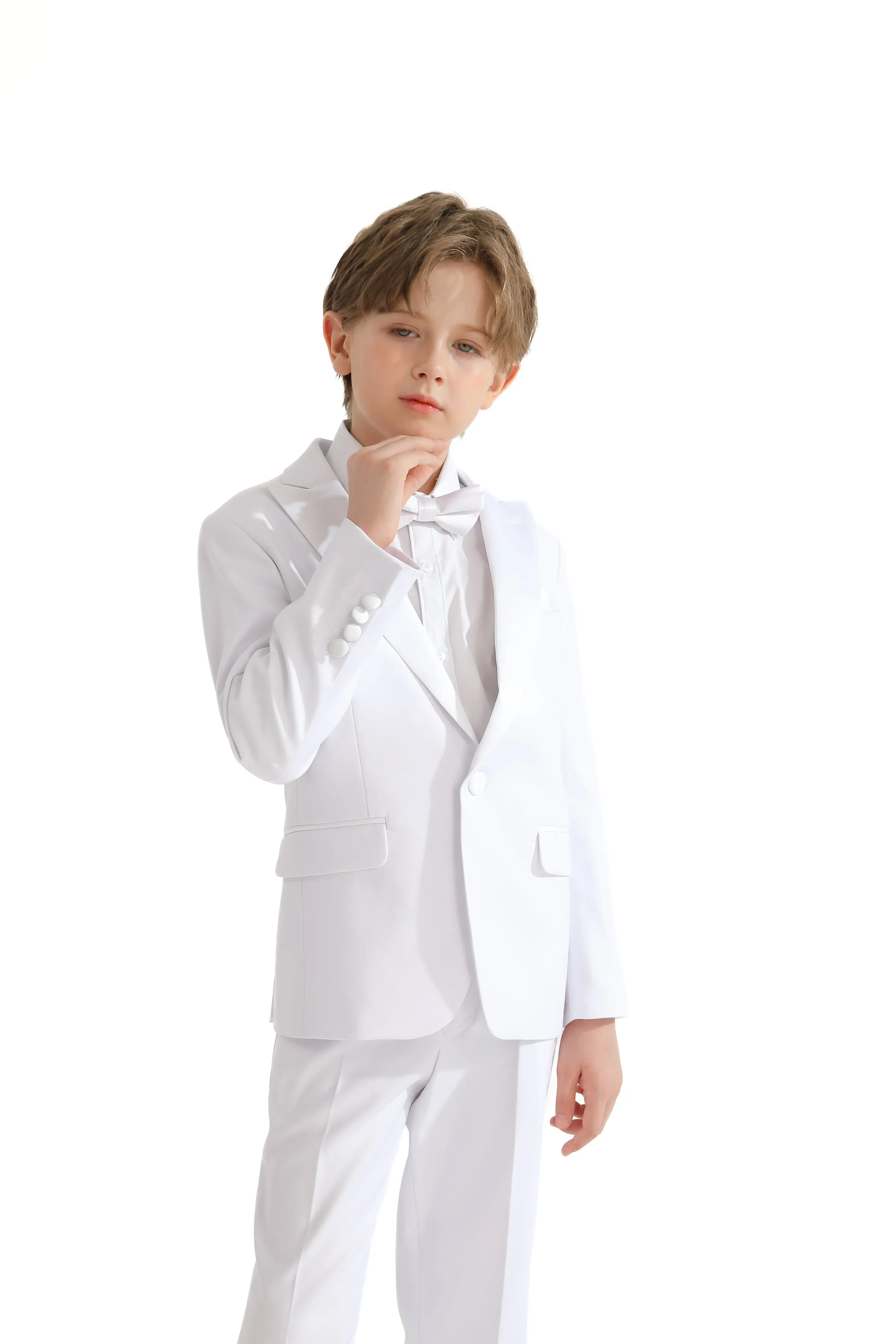 White Peak Lapel Trim Wool Suit