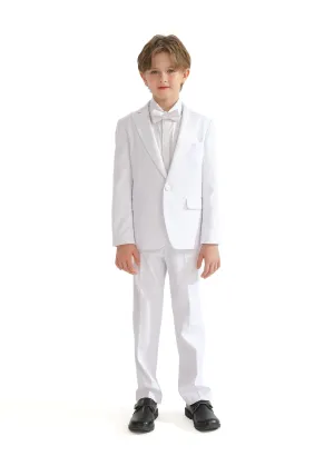 White Peak Lapel Trim Wool Suit