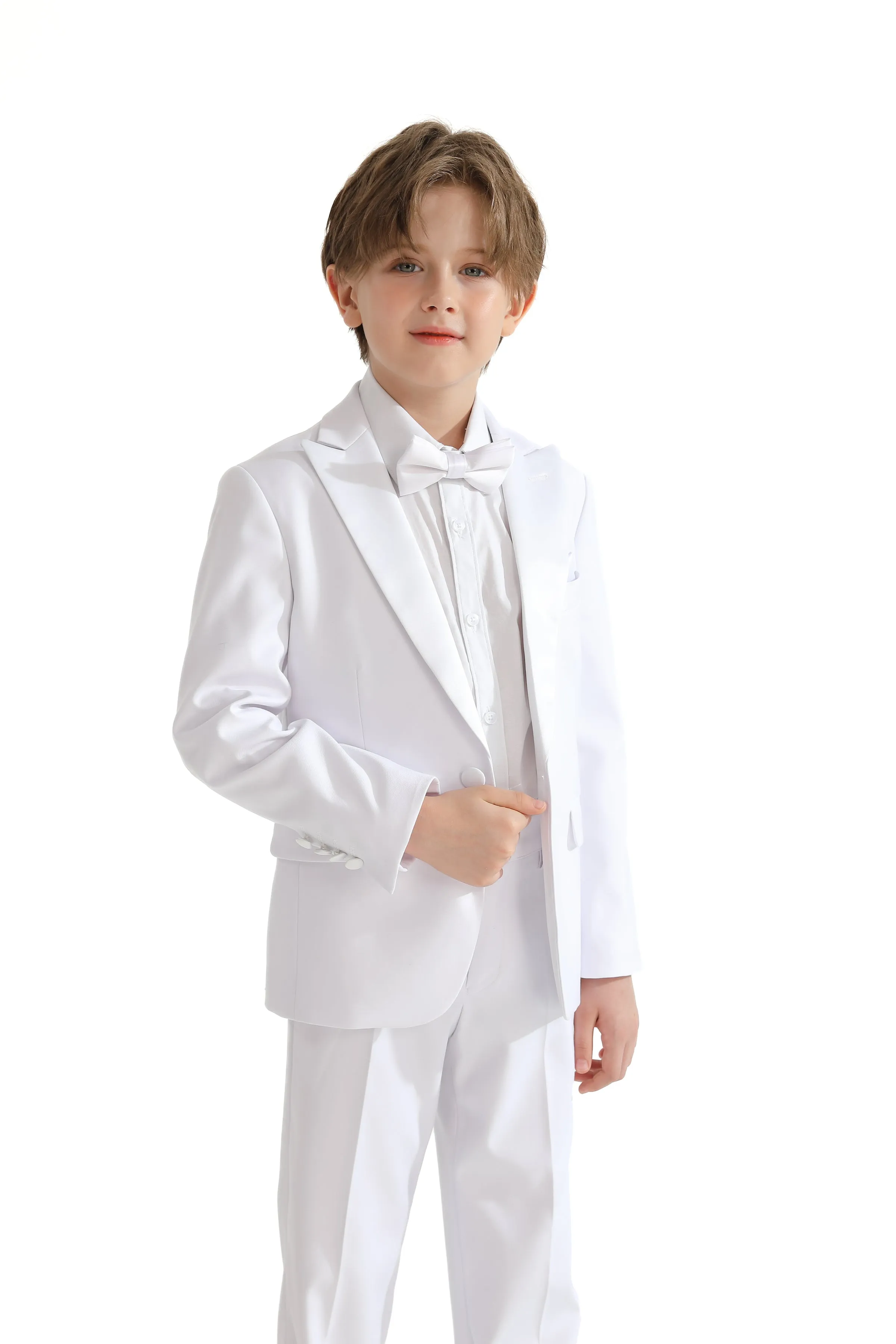White Peak Lapel Trim Wool Suit