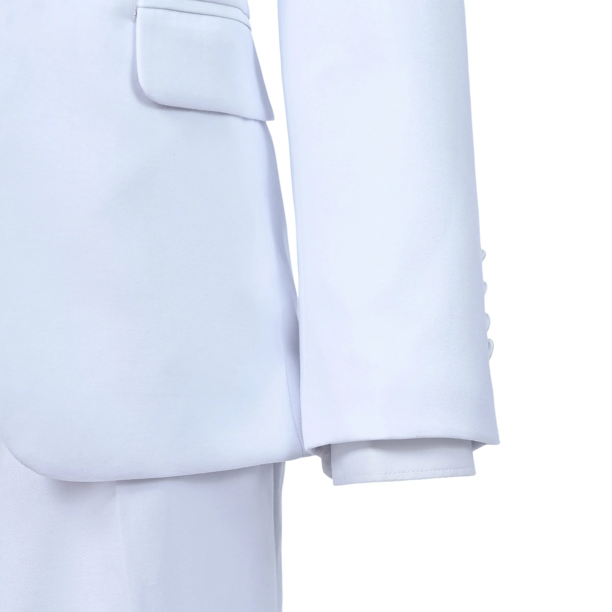 White Peak Lapel Trim Wool Suit