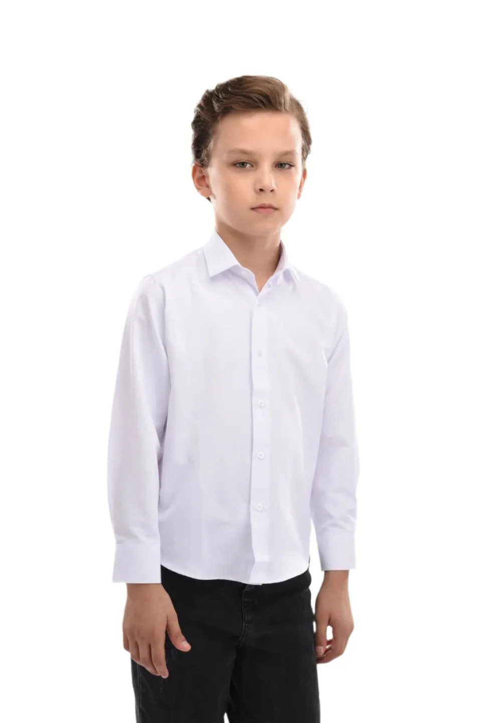 White Solid Dress Shirt